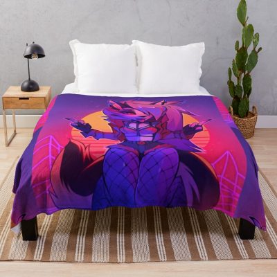 Loona Helluva Boss Synthwave Throw Blanket Official Helluva Boss Merch Store