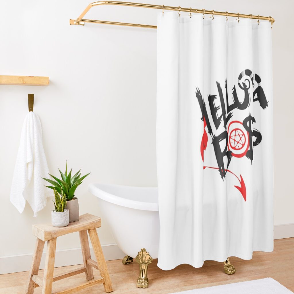 Helluva Boss Logo Shower Curtain Official Helluva Boss Merch Store